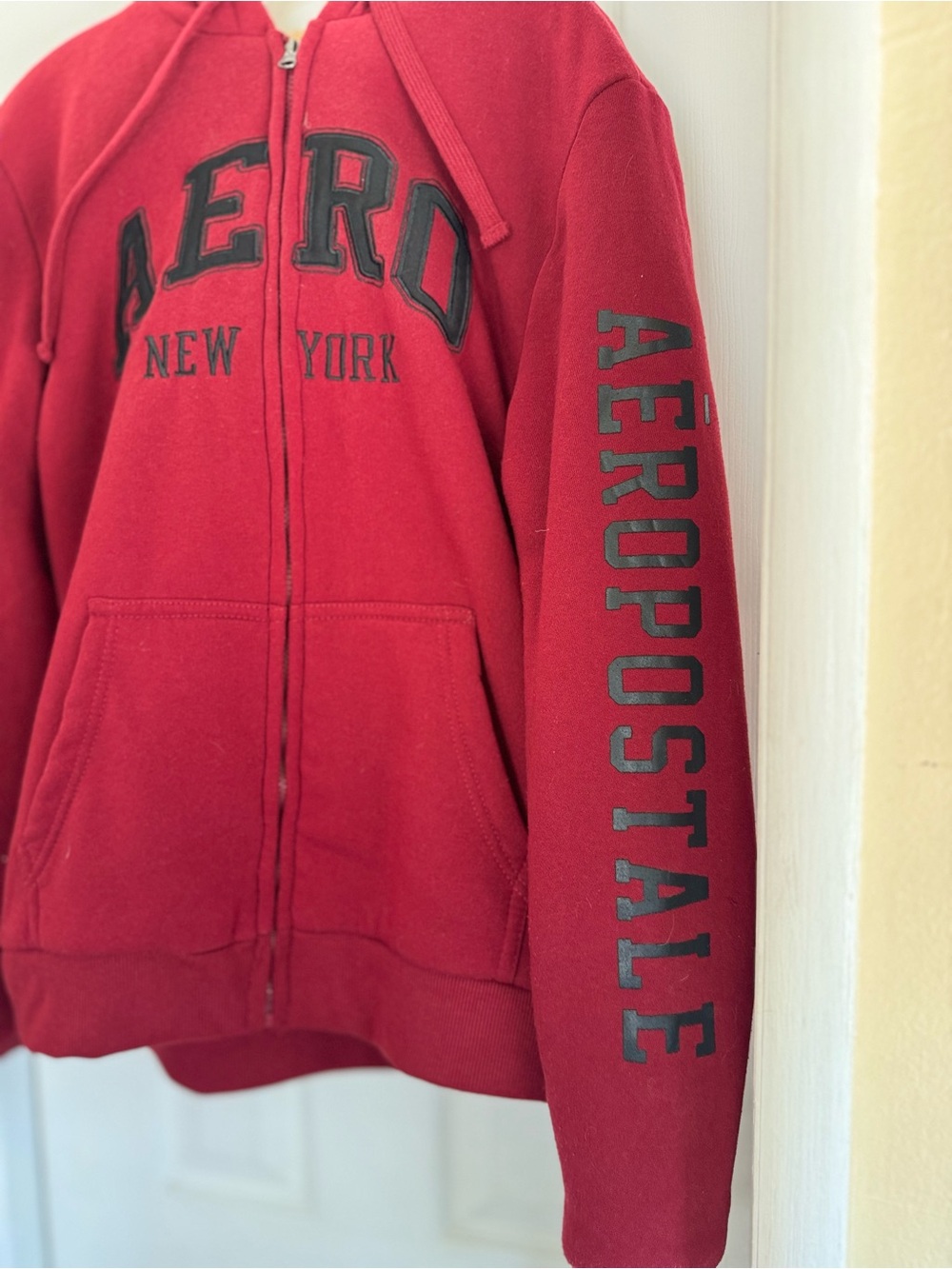 Aeropostale women’s Red Full-Zip Hoodie with Sleeve Logo
